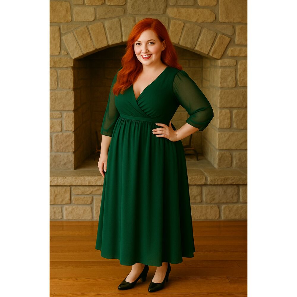 Flycurvy Women's Green Formal Dress Size 3XL